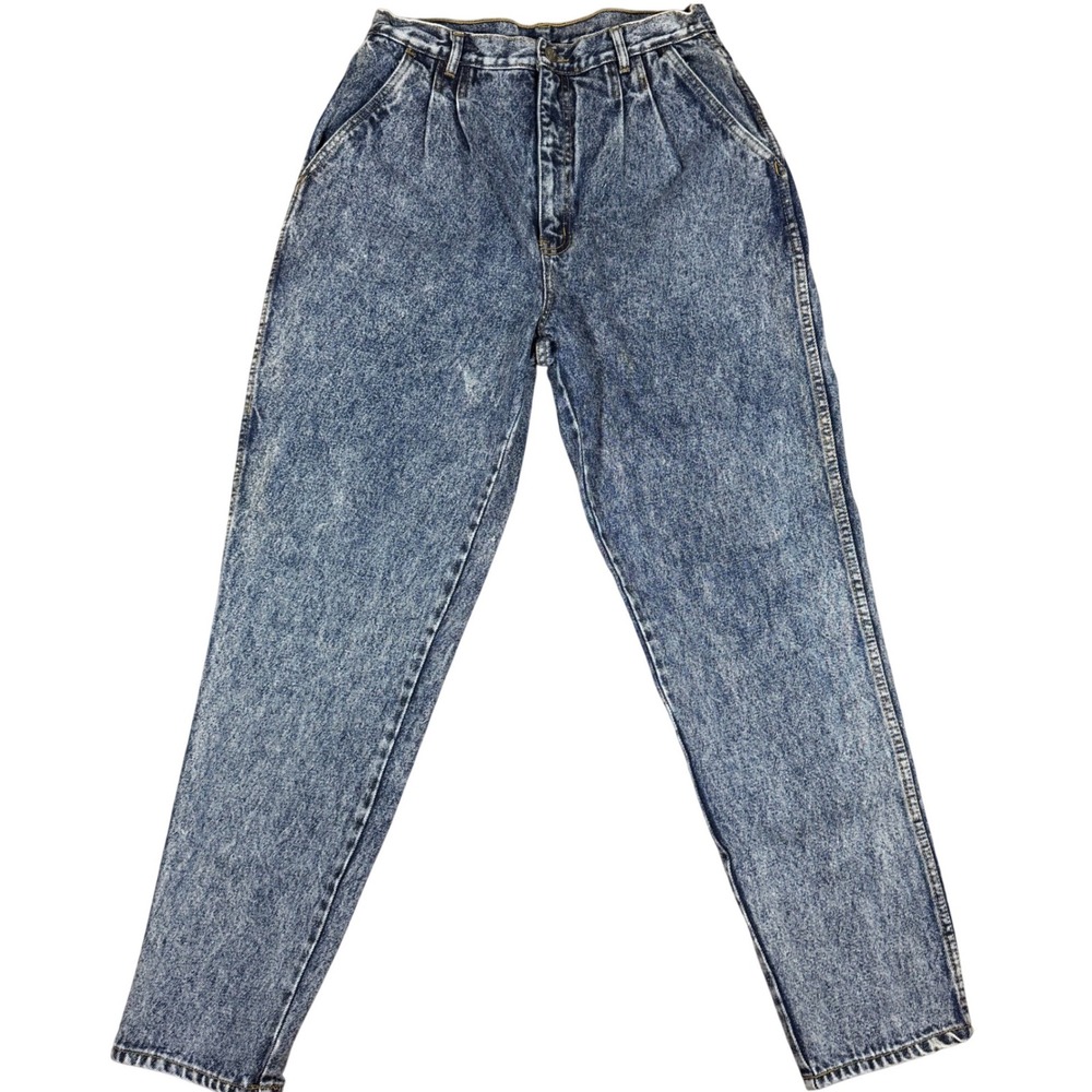 Vintage Bill Blass Jeans Women's Sz 12 Pleated Medium Acid Wash Blue Denim 80's